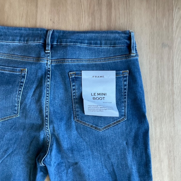 NWT Anthropologie Frame Le Mini Boot Jeans mid wash denim jeans flare plus sz 33 - Picture 7 of 14